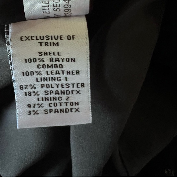 Diane Von Furstenburg DVF Black Sequin Mini Skirt Leather Trim - Picture 7 of 7